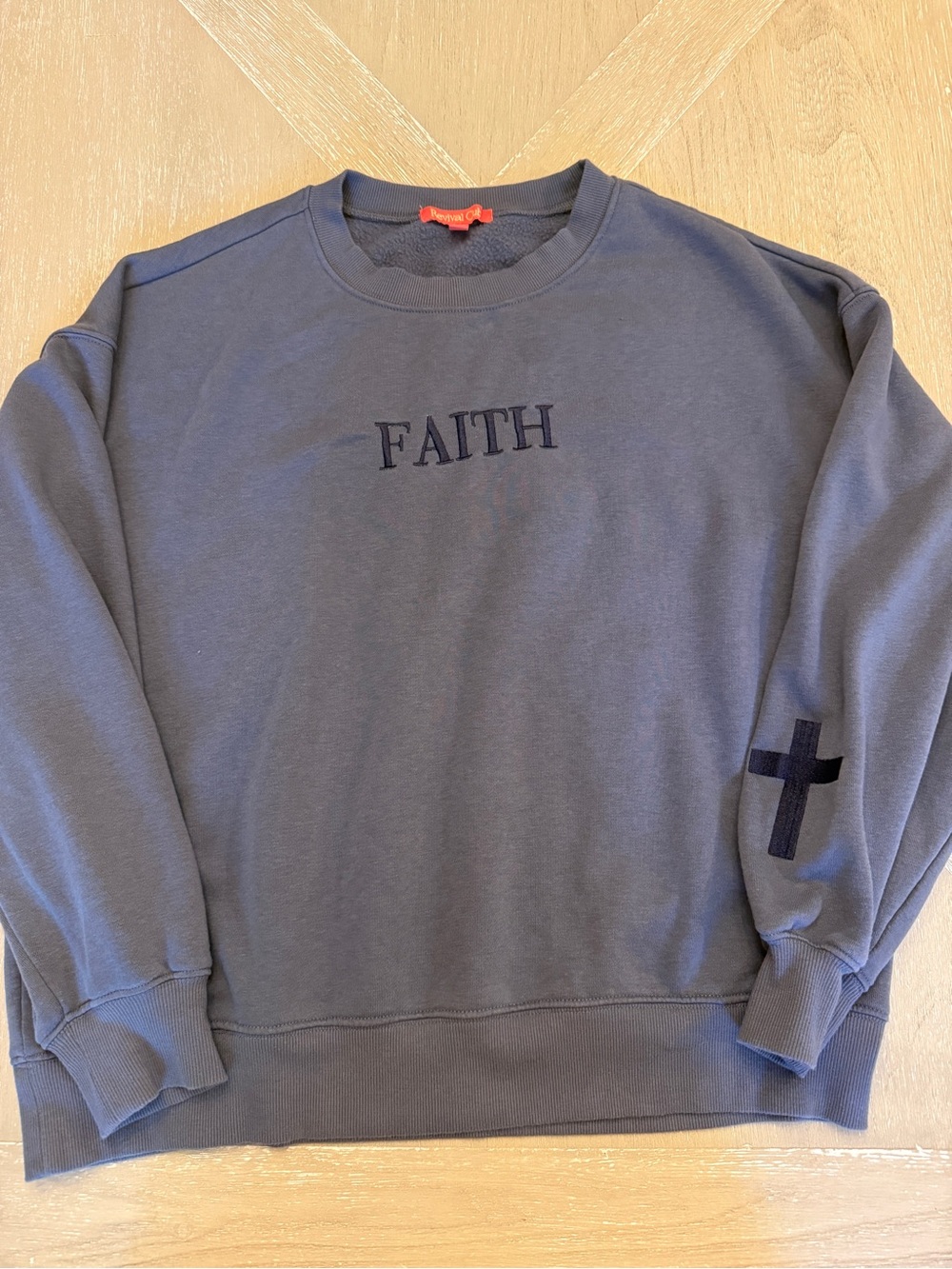 FAITH Embroidered Crewneck Sweatshirt - Navy